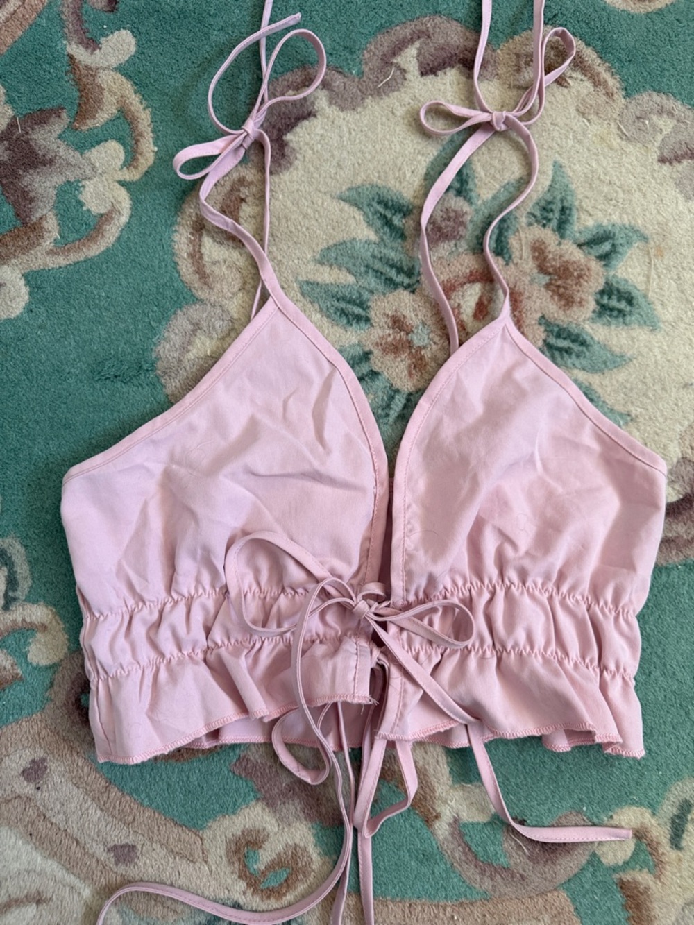 Pink Tie-Front Crop Top